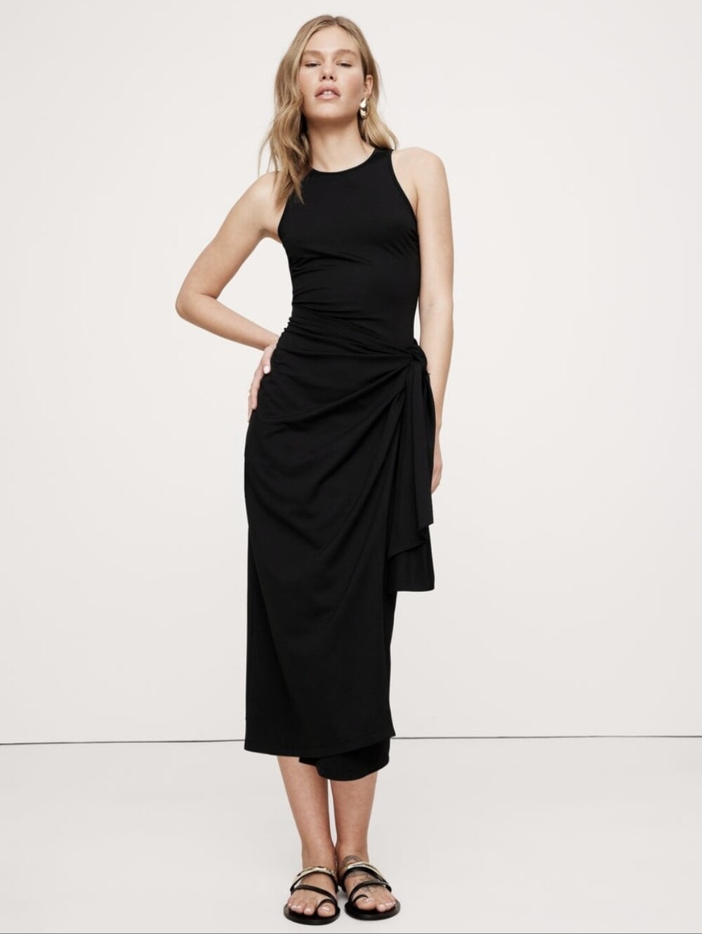 Banana Republic Black Knit Wrap Dress NWT  TALL LT